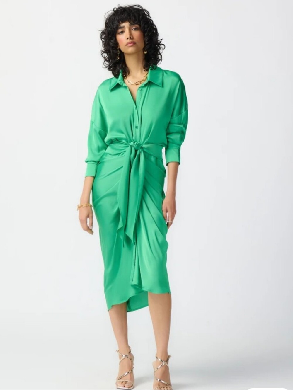 Joseph Ribkoff Island Green Tie-Front Midi Dress